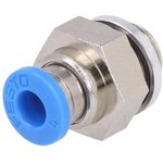 QS-G1/8-4, QS Series Straight Threaded Adaptor, G 1/8 Male to Push In 4 mm ...