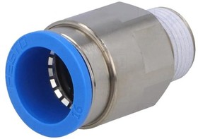 Фото 1/3 QS-3/8-16, QS Series Straight Threaded Adaptor, R 3/8 Male to Push In 16 mm, Threaded-to-Tube Connection Style, 164957