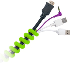 Фото 1/3 CM1201G, Органайзер кабельный гибкий, тип "пружина", 10 см, зеленый