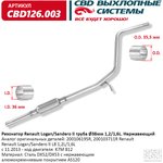 CBD126003, Резонатор RenaultLogan/Sandero II труба О38мм 1,2/1,6L Нерж (Россия)
