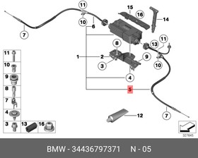 34436797371, Трос привода стояночного тормоза BMW F01 слева 07/13-