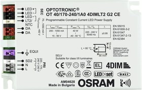 Фото 1/3 4052899981935, LED Driver, 15 56V Output, 40W Output, 70 1050mA Output, Constant Current Dimmable