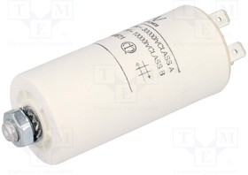 Фото 1/2 C276CC35100AA0J, Motor Run Capacitor - 10 uF ±5% - 470VAC - M8 Bolt - Double Faston - -25°C to +85°C