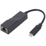 50378, Переходник: адаптер, USB 3.1, черный, гнездо RJ45, вилка USB C