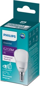 Фото 1/3 Лампочка светодиодная Philips ESS LEDLustre P45 6Вт 4000K Е14 / E14 шар матовый нейтральный белый свет