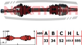 ND251NY, Вал привода OPEL Astra G (98-) переднего левый NAKAYAMA