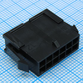 Фото 1/5 430201200, Корпус разъема вмлка 12 контактов шаг 3мм монтаж на панель серия Micro-Fit 3.0 пакет