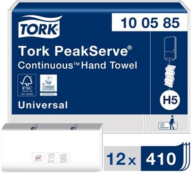 Фото 1/10 Полотенца бумажные д/дисп Tork PeakServe Н5 Univ 1сл 410л/пач12п/кор100585