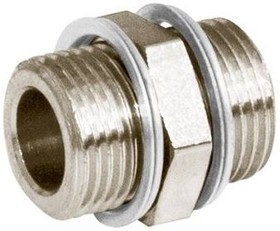 Фото 1/2 160201818, 16 Series Nipple Adaptor, G 1/8 Male to G 1/8 Male, Threaded Connection Style, 16020