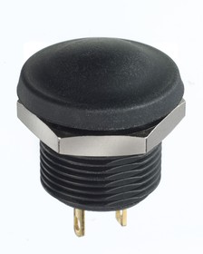 IXP5S12M, Pushbutton Switch, DPST, Momentary, 2A, 28VDC, Solder Terminal, Panel Mount-threaded