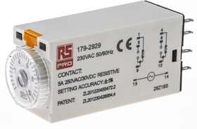 Фото 1/4 Plug In Timer Relay, 230V ac, 2-Contact, 0.5 → 10s, 1-Function, DPDT