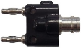 10HA123, RF Adapter, Straight, BNC Socket - 2x 4 mm Banana Plug, 50Ohm
