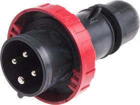 Фото 1/3 218.EX1636, IP66 Red Cable Mount 3P + E Industrial Power Plug, Rated At 16A, 415 V