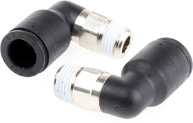 3109 08 10, LF3000 Series Elbow Threaded Adaptor, R 1/8 Male to Push In 8 mm, Threaded-to-Tube Connection Style