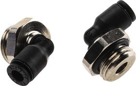 3199 04 13, LF3000 Series Elbow Threaded Adaptor, G 1/4 Male to Push In 4 mm, Threaded-to-Tube Connection Style