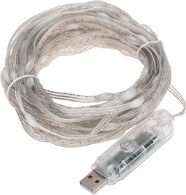Фото 1/8 245-019, Умная гирлянда Роса с крупными каплями 10м 100 LED RGB мягкий прозрачный провод IP20 USB