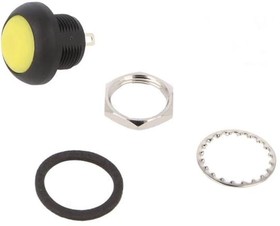 DPW 1 CG-Y, Pushbutton Switch OFF-(ON) SPST Panel Mount Black / Yellow
