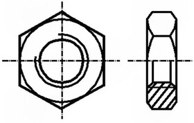 Фото 1/2 B4/BN507, Гайка, шестигранная, M4, 0,7, латунь, Покрытие: без покрытия, 7мм