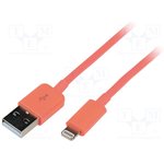 UA0200, Кабель USB 2.0 вилка USB A,вилка Apple Lightning 1м розовый