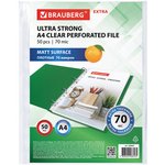 Папки-файлы перфорированные А4 BRAUBERG "EXTRA 700", КОМПЛЕКТ 50 шт., матовые ...