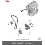 2209697, Комплект ГРМ ЕсoBoost 1,6 с помпой FORD KUGA