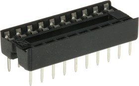 Фото 1/3 A 20-LC-TT, 2.54mm Pitch Vertical 20 Way, Through Hole Stamped Pin Open Frame IC Dip Socket, 1A