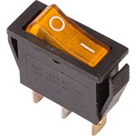 36-2212, Выключатель клавишный 250V 15А (3с) ON-OFF желтый с подсветкой ...
