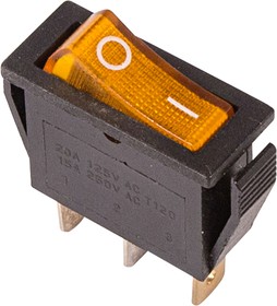 Фото 1/5 36-2212, Выключатель клавишный 250V 15А (3с) ON-OFF желтый с подсветкой (RWB-404, SC-791, IRS-101-1C)