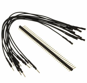 920-0153-01, Jumper Wires 10PK 7" Black Male to FEM w/40 Headers