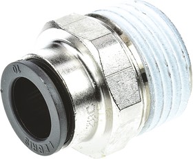 Фото 1/2 3175 10 21, LF3000 Series Straight Threaded Adaptor, R 1/2 Male to Push In 10 mm, Threaded-to-Tube Connection Style