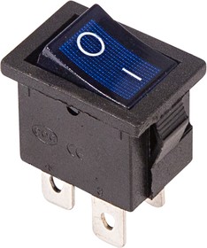 Фото 1/5 36-2191, Выключатель клавишный 250V 6А (4с) ON-OFF синий с подсветкой Mini (RWB-207, SC-768)