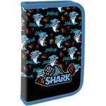 Пенал ПИФАГОР, 1 отделение, ламинированный картон, 19х11 см, "Angry shark", 272243