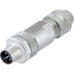 Plug, M12, 4 pole, screw connection, screw locking, straight, 99 3729 810 04
