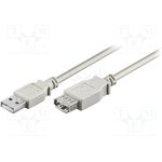 CAB-EXT/3, Кабель, USB 2.0, гнездо USB A,вилка USB A, 3м, серый, 480Мбит/с