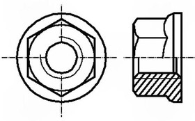 Фото 1/2 B4/BN860, Гайка, с юбкой, шестигранная, M4, 0,7, сталь, Покрытие: цинк, 7мм