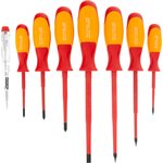 12950, Набор отверток диэлектрических до 1000 В + тестер, 8 шт., PH + SL, CrMo ...
