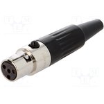 AG4F, Plug; XLR mini; "mom"; PIN: 4; on wire; soldering; 5A; 0.5 mm2; straight