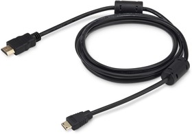 Фото 1/2 Кабель аудио-видео Buro HDMI 1.4, HDMI (m) - Mini HDMI (m) , ver 1.4, 1.8м, GOLD, ф/фильтр, черный [minihdmi-1.8m]