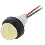 LY-D20H-24AC/DC, Индикат.лампа: LED, выпуклый, 24ВDC, 24ВAC, Отв: d13мм, пластик
