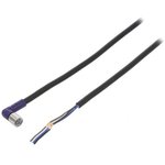 XS3F-LM8PVC4A2M, Соединительный кабель, M8, PIN 4, угловой, 2м, вилка, 0,5А, IP67