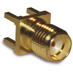 SMA6251A1-3GT50G-50, Гнездо, SMA, "мама", прямой, 50Ом, THT, на PCB, тефлон, позолота
