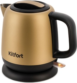 Фото 1/10 Чайник электрический Kitfort KT-6111 1л. 1630Вт золотистый/черный корпус: металл/пластик (КТ-6111)
