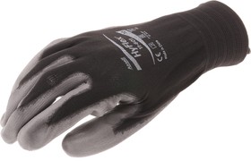 Фото 1/3 11601100, HyFlex 11-601 Black Nylon General Purpose Work Gloves, Size 10, Large, Polyurethane Coating