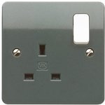 K2757 GRA, Grey 1 Gang Plug Socket, 13A, Type G - British, Indoor Use