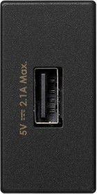 Зарядное устройство USB Simon, К45, узкий модуль, 5 В, 2,1 А, графит K126D-14
