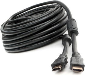 Кабель HDMI Cablexpert CCF2-HDMI4-20M, 19M/19M, v2.0, медь, позол.разъемы, экран, 2 фер.кольца, 20м, черный, пакет
