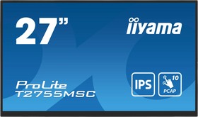 Фото 1/10 Монитор Iiyama 27" ProLite T2755MSC-B1 черный IPS LED 16:9 HDMI M/M матовая 400cd 178гр/178гр 1920x1080 60Hz DP FHD USB Touch 5.8кг