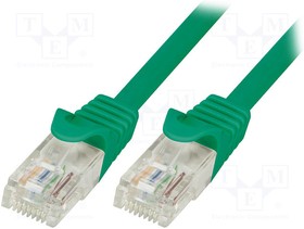CP1025U, Patch cord; U/UTP; 5e; многопров; CCA; ПВХ; зеленый; 0,5м; 26AWG