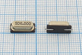 Кварцевый резонатор 6000 кГц, корпус SMD49S4, нагрузочная емкость 18 пФ, марка SX-1, 1 гармоника, (SD6.000)