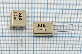 Кварцевый резонатор 7200 кГц, корпус HC49U, нагрузочная емкость 33 пФ, 1 гармоника, (KJE 7.200)